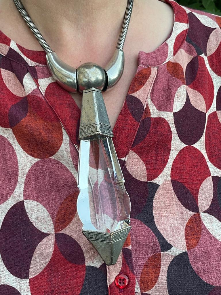 Hele grote hanger ketting halsketting kristal, preloved, Sieraden, Tassen en Uiterlijk, Kettingen, Gebruikt, Ophalen of Verzenden