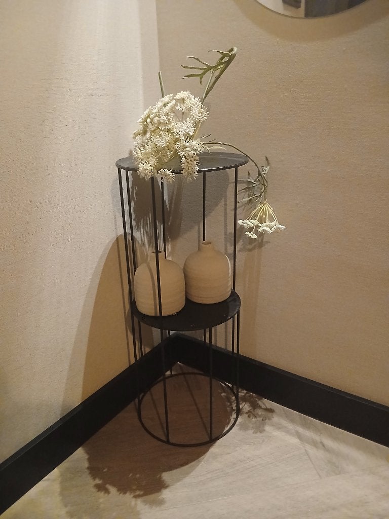 Plantentafeltje zwart, Huis en Inrichting, Minder dan 55 cm, Metaal of Aluminium, Rond, Ophalen of Verzenden