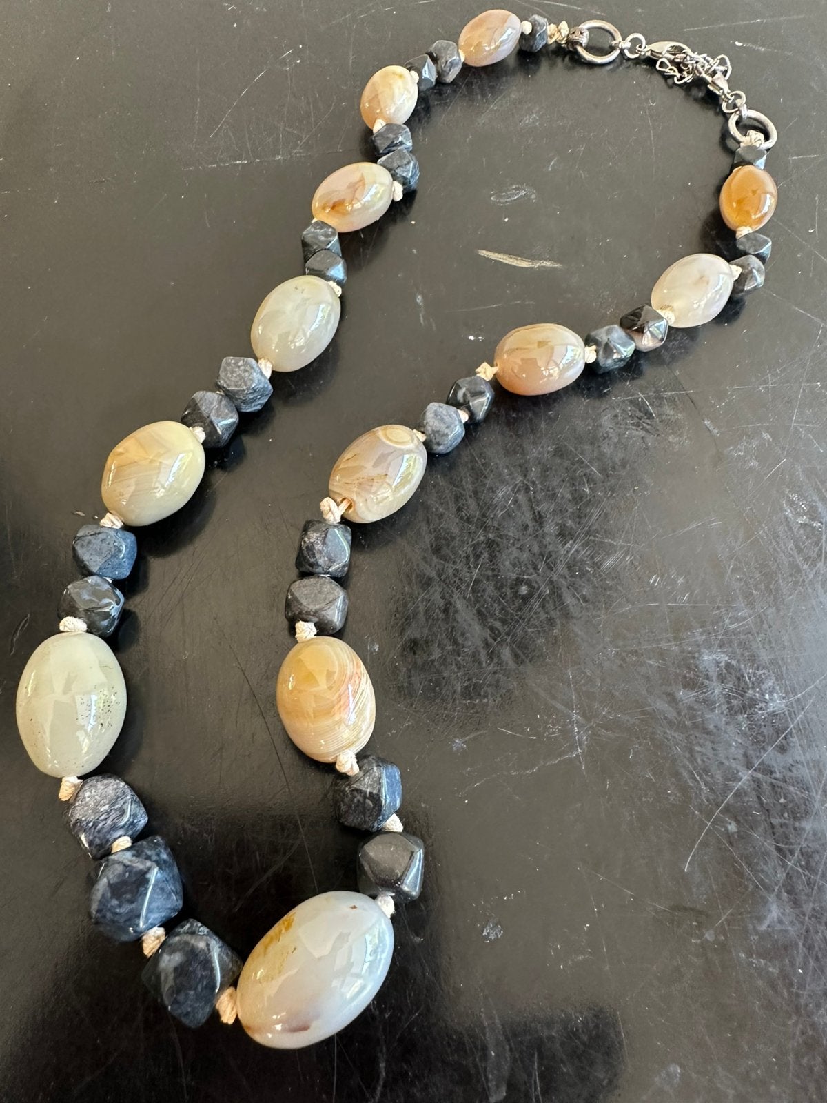 Handgeknoopte Half edelsteen Agaat en ander Ketting, Ophalen of Verzenden, Gebruikt, Overige materialen
