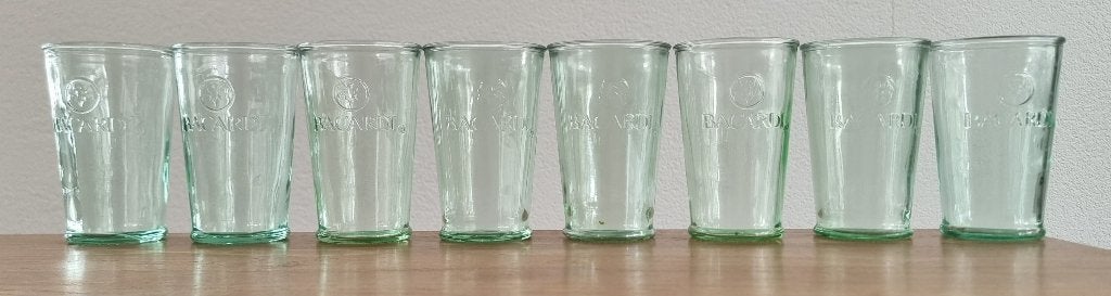Set van 10 stoere Bacardi glazen - met vleermuislogo - IZGST, Ophalen of Verzenden, Zo goed als nieuw, Overige typen