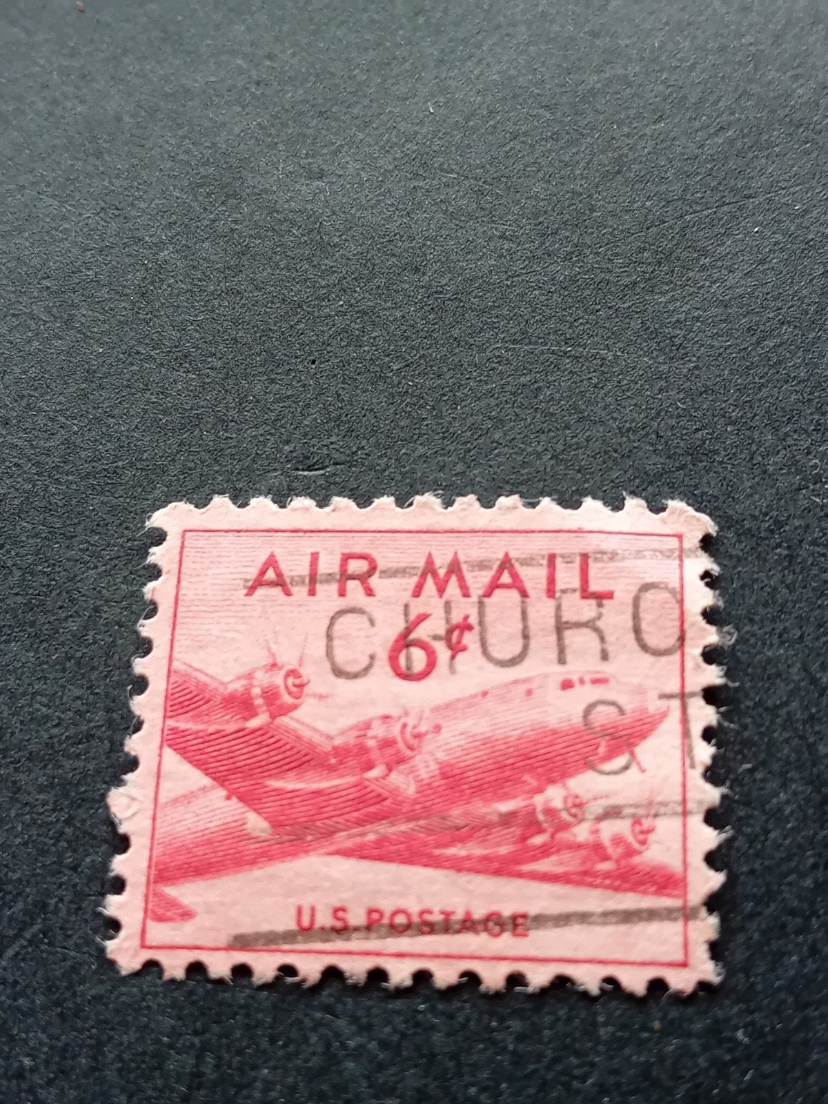 Amerikaanse luchtpostzegel met vliegtuig, gestempeld, Postzegels en Munten, Postzegels | Amerika, Ophalen of Verzenden, Noord-Amerika