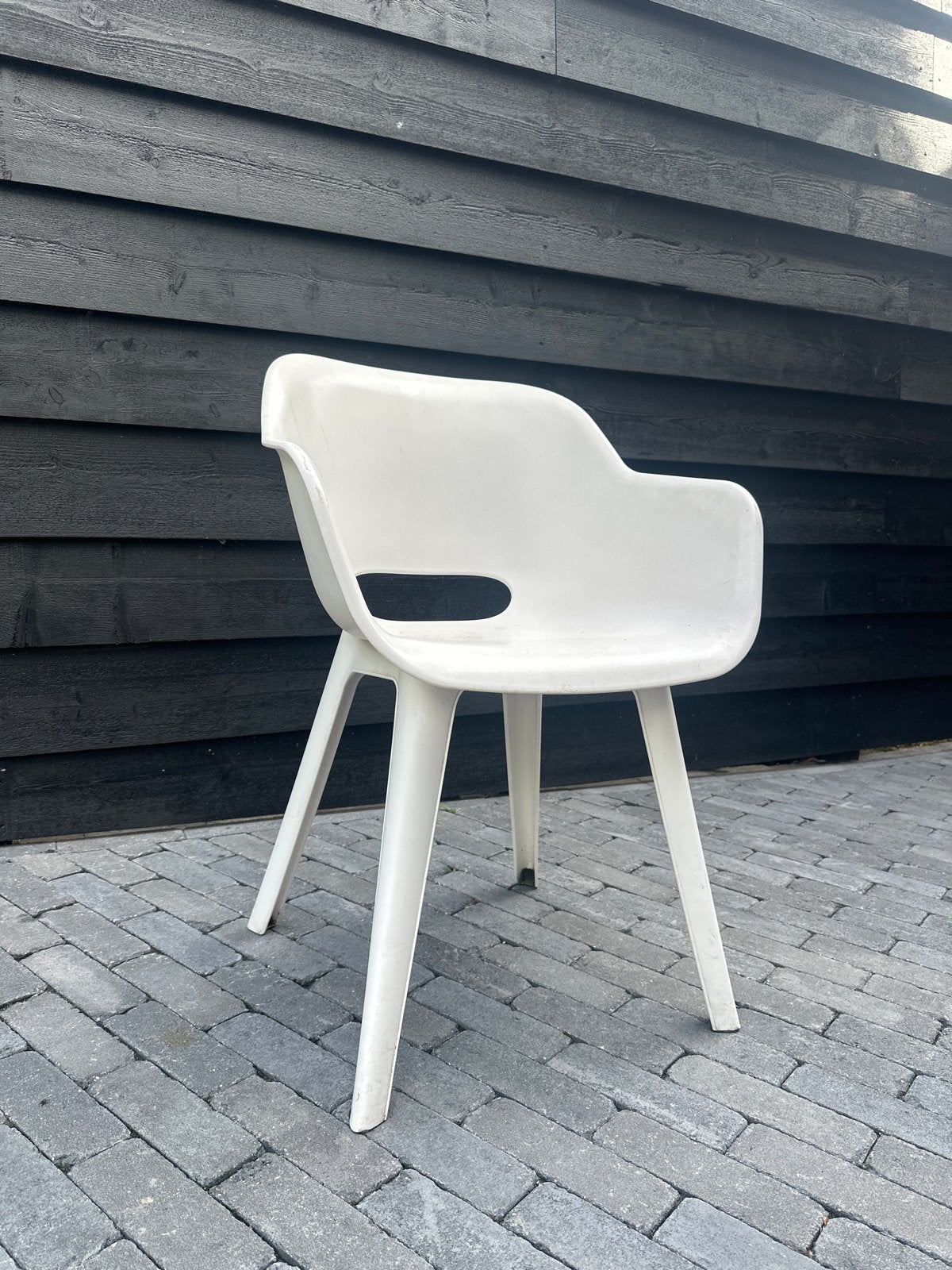 Set van 6 witte kunststof stoelen, Huis en Inrichting, Stoelen, Kunststof, Gebruikt, Wit, Ophalen of Verzenden