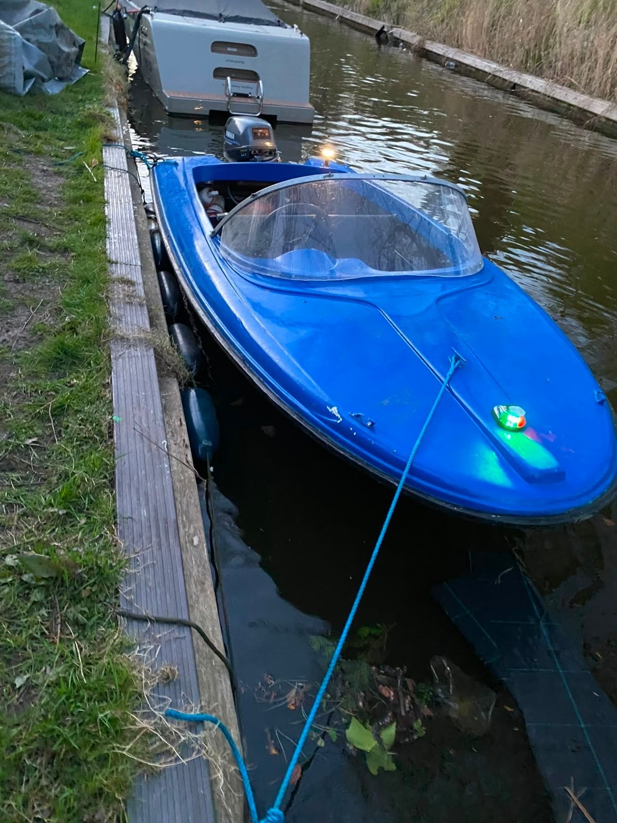 ( Stuur )Blauwe speedboot met Yamaha buitenboordmotor, Ophalen, Gebruikt, Motor en Techniek, Motorboot