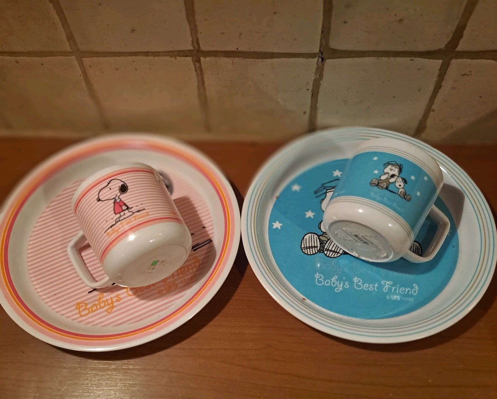 Kunststof bordje en beker, snoopy, Ophalen of Verzenden