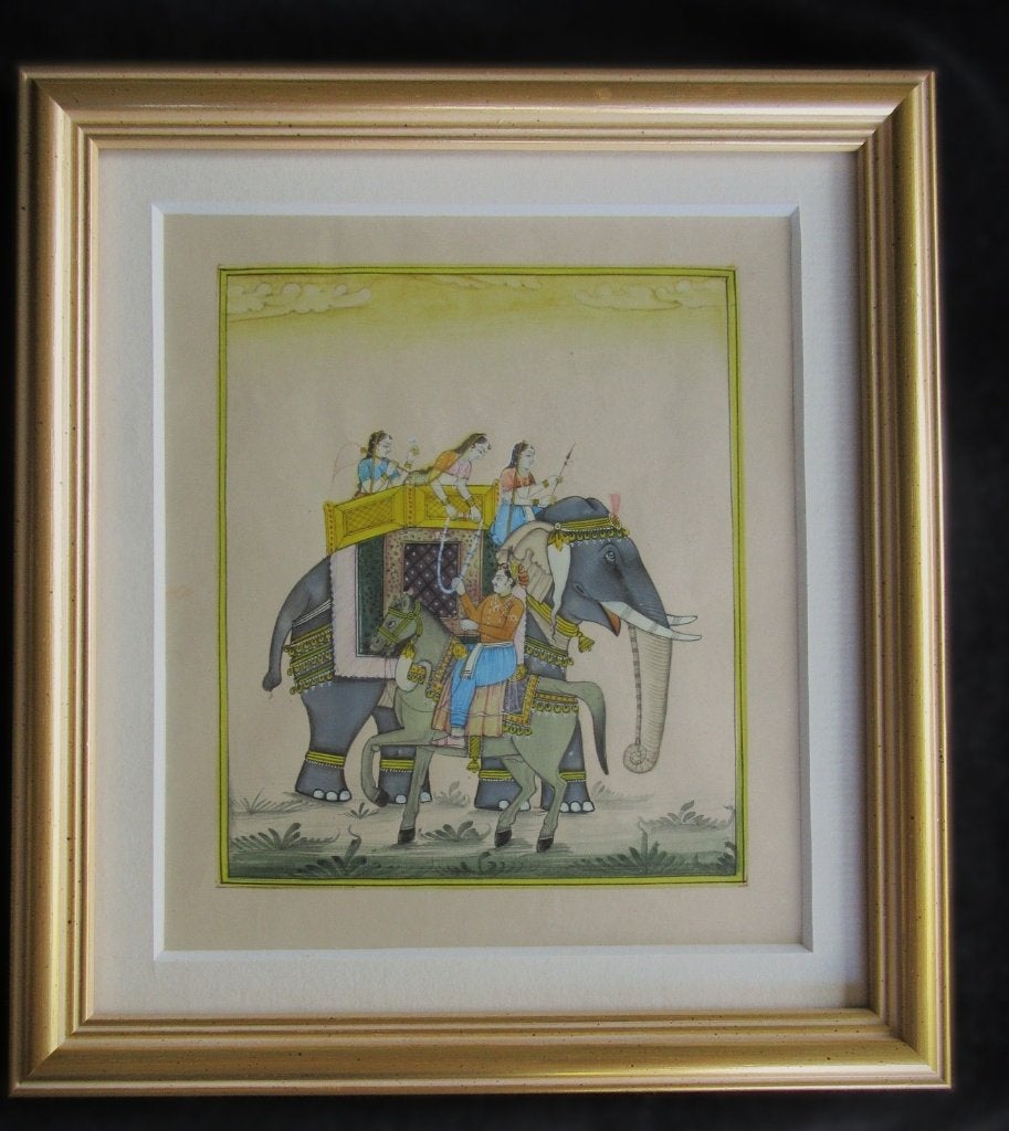 Miniatuurschilderij uit Jaipur van een 'raja' of 'sawai'., Antiek en Kunst, Schilderij, Verzenden, India, Papier/karton