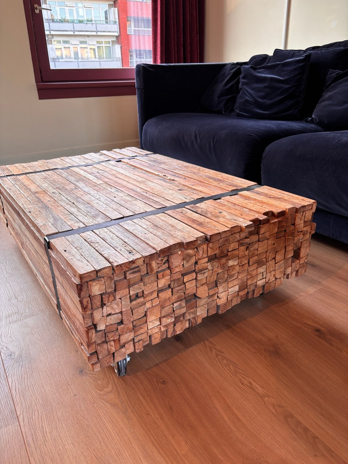 Houten salontafel van Eijerkamp, Huis en Inrichting, Tafels | Salontafels, Gebruikt, 50 tot 100 cm, 100 tot 150 cm, Rechthoekig