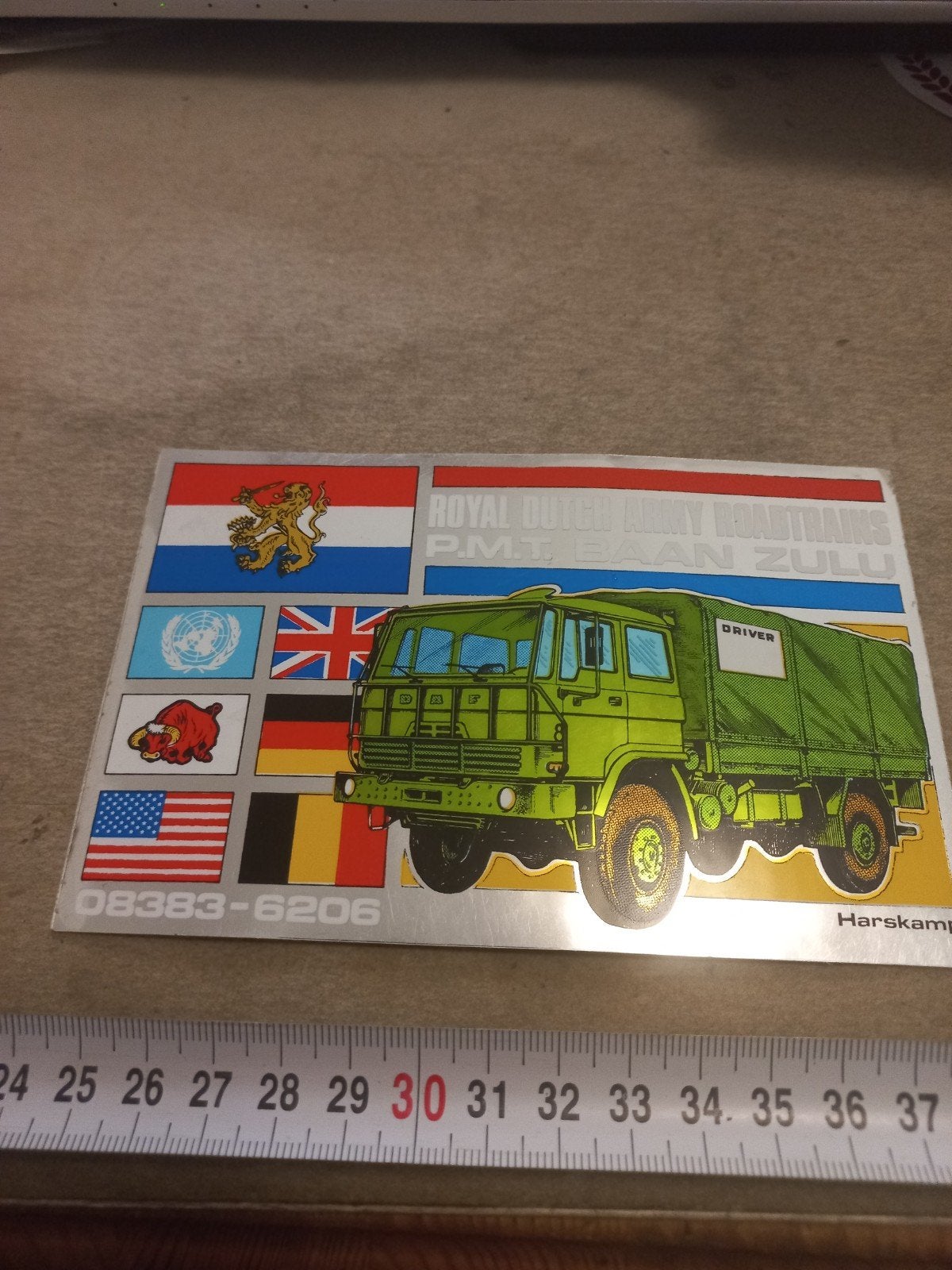 Vintage Royal Dutch Army Roadtrains Sticker DAF, Ophalen of Verzenden, Gebruikt, Auto of Motor