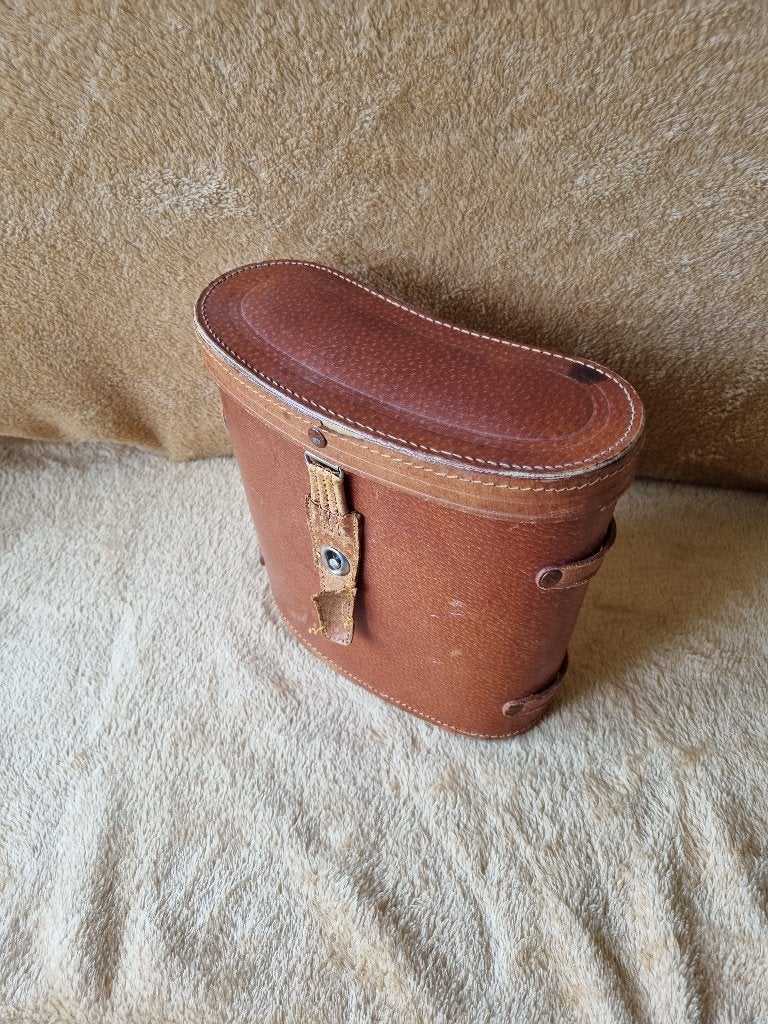 Vintage verrekijker met leren tas, Ophalen of Verzenden, Gebruikt, Met hoes of tas