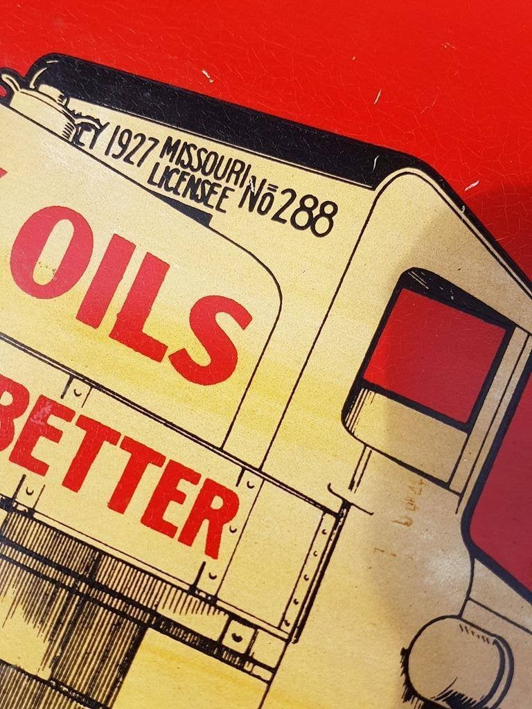 Origineel usa bord, tin sign van Pankey Oils nothing better⛽, Reclamebord, Gebruikt, ., Ophalen of Verzenden