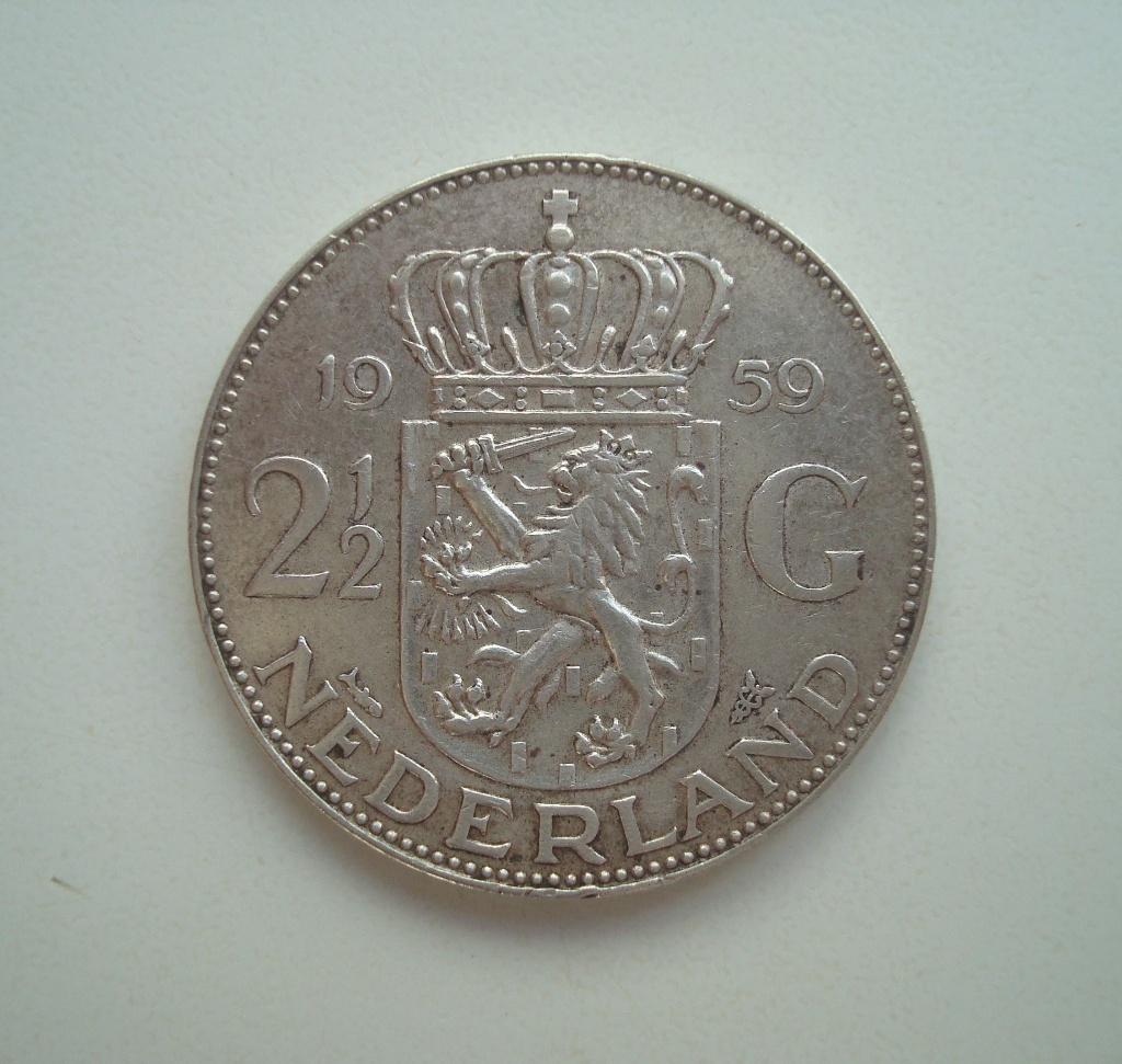 2,5 Gulden 1959 - zilver -, Ophalen, Koningin Juliana, 2½ gulden, Zilver