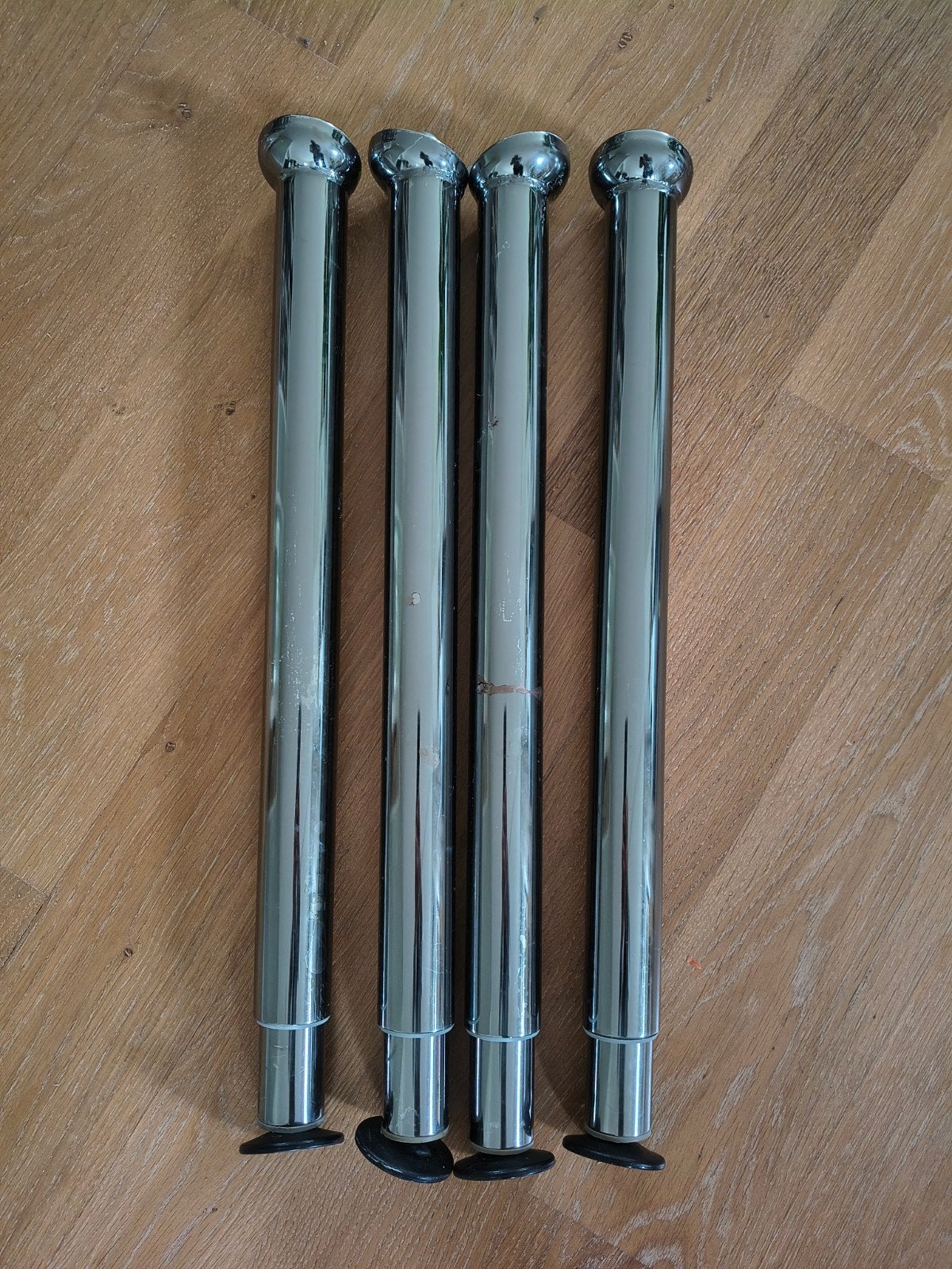 4x RVS Tafelpoten, in hoogte verstelbaar (56-86cm), schuin, Huis en Inrichting, Tafelpoot, Gebruikt, 50 tot 100 cm, Rond