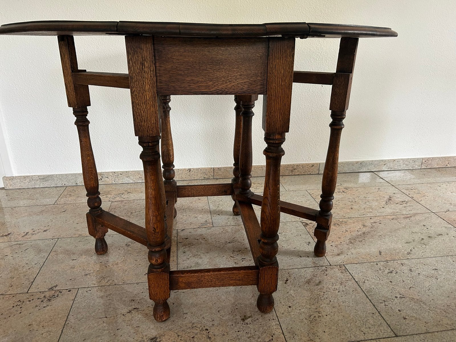 Antieke eikenhouten gateleg tafel, inklapbaar, Ophalen