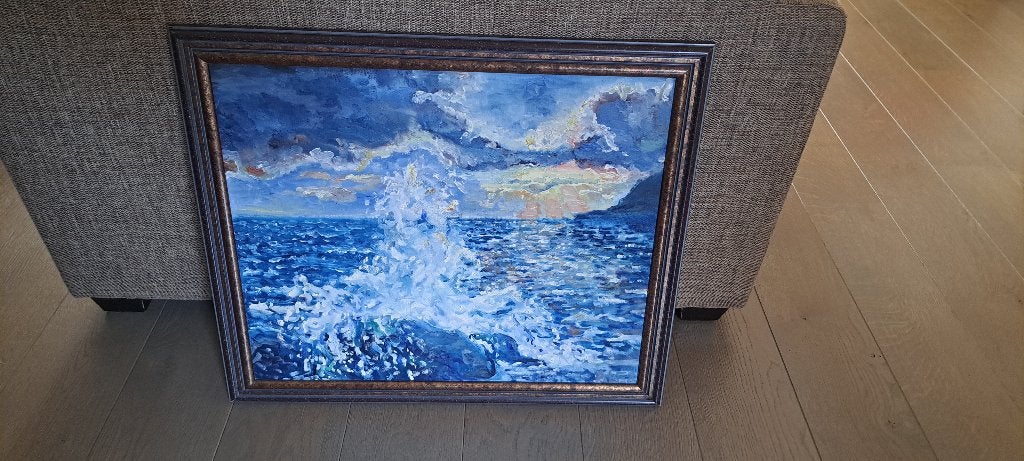 Handgeschilderd schilderij, Antiek en Kunst, Ophalen, Handgeschilderd, Acrylverf, Landschap