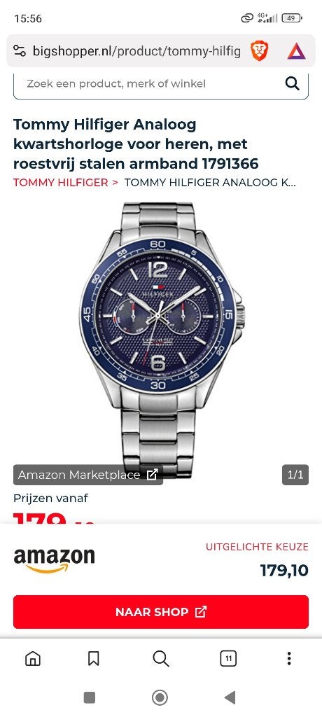 Tommy Hilfiger Analoog kwartshorloge, Staal, Polshorloge, Zo goed als nieuw, Ophalen