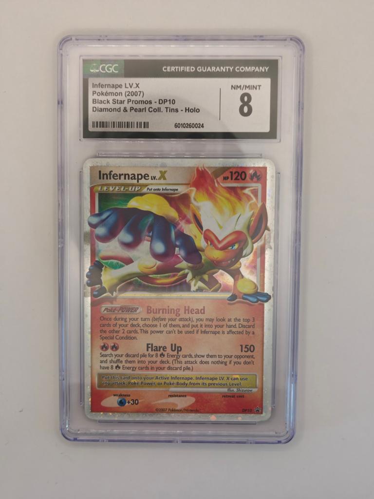 Infernape LV.X Pokémon Kaart CGC Graded 8 NM/MINT Holo, Ophalen of Verzenden, Zo goed als nieuw, Losse kaart, Foil