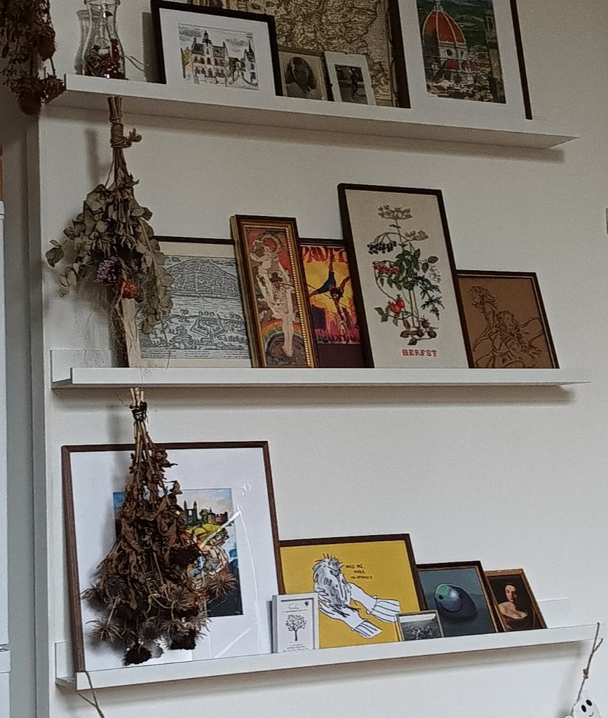 3 witte Ikea schilderijplanken Mosslanda 115 cm, Ophalen, Gebruikt
