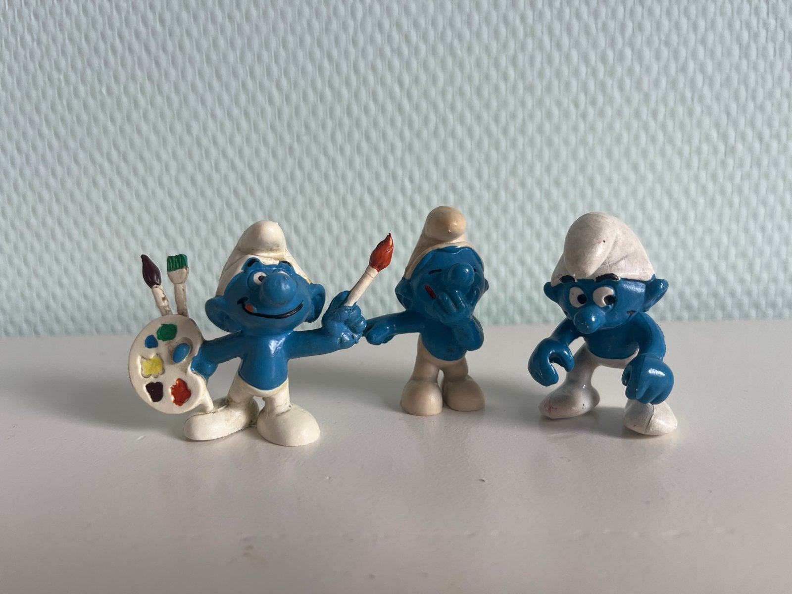 3 Vintage Smurfen Bully Peyo - Jaren '80 West-Duitsland, Verzamelen, Ophalen of Verzenden, Gebruikt, Verschillende Smurfen, Poppetje, Figuurtje of Knuffel