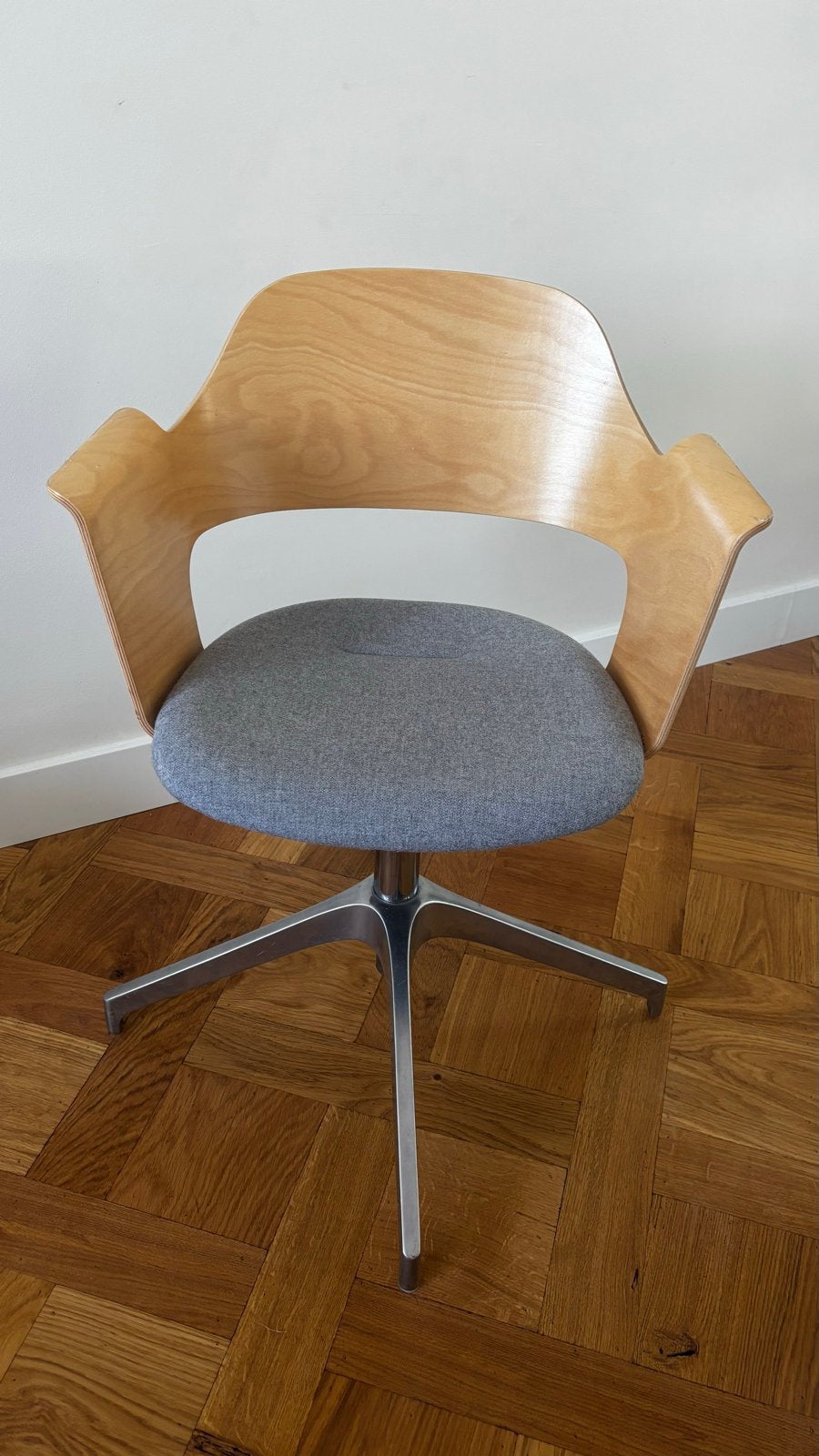 IKEA Fjällberget bureaustoel eikenfineer chroom onderstel, Huis en Inrichting, Ophalen, Gebruikt, Grijs, Bureaustoel