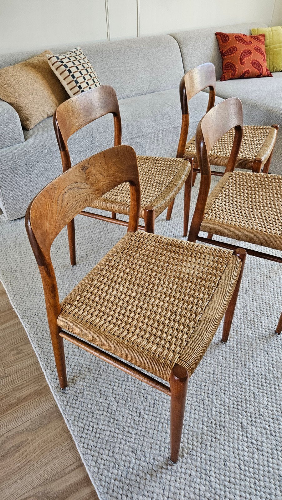 4x Niels Otto Møller No. 75 Eetkamerstoelen, Huis en Inrichting, Stoelen, Ophalen, Gebruikt, Bruin, Hout