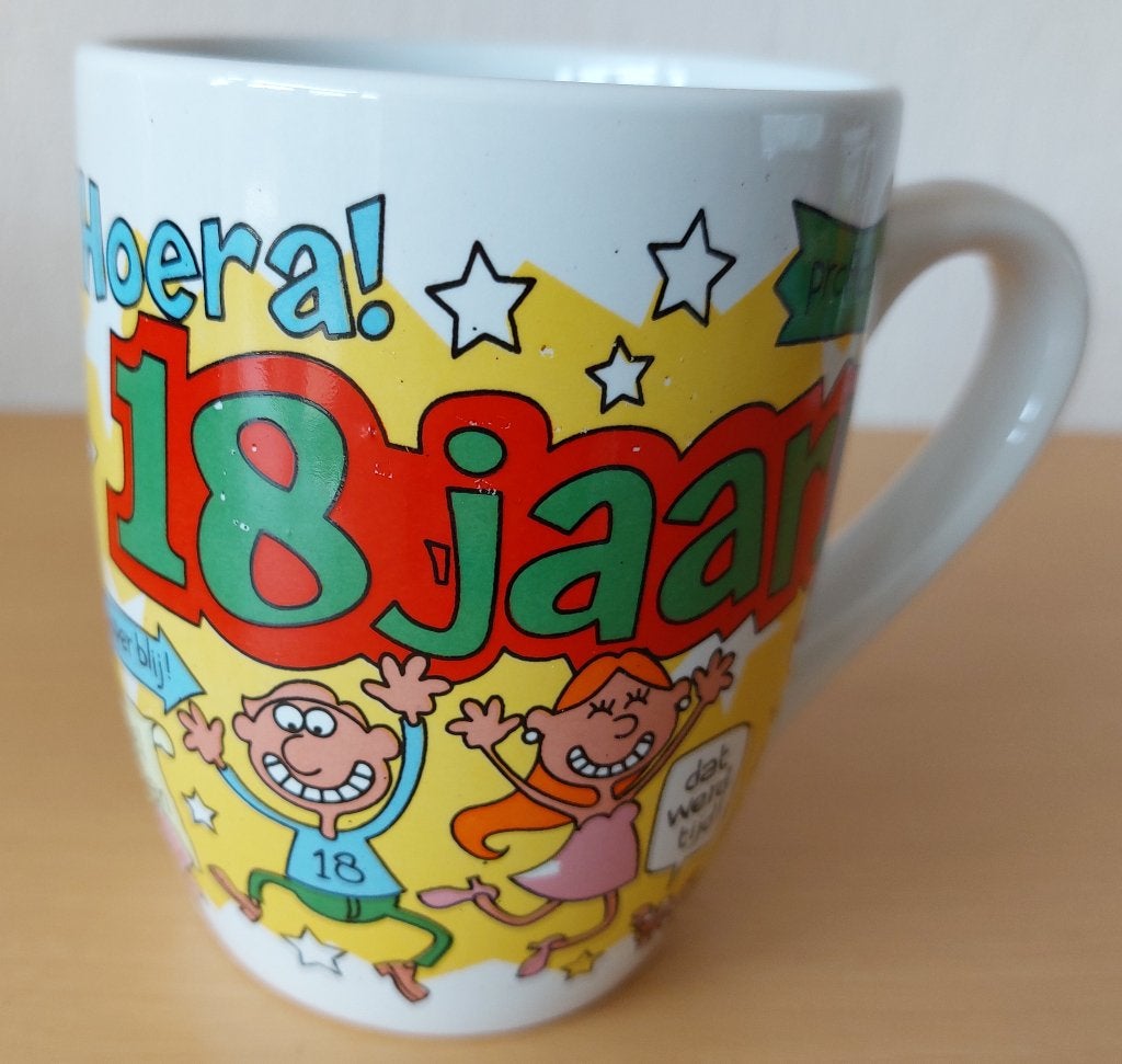 leeftijdbeker 18 jaar/ verjaardag- cadeau mok - NIEUW, Ophalen, Nieuw, Overige stijlen, Kop(pen) en/of Schotel(s)