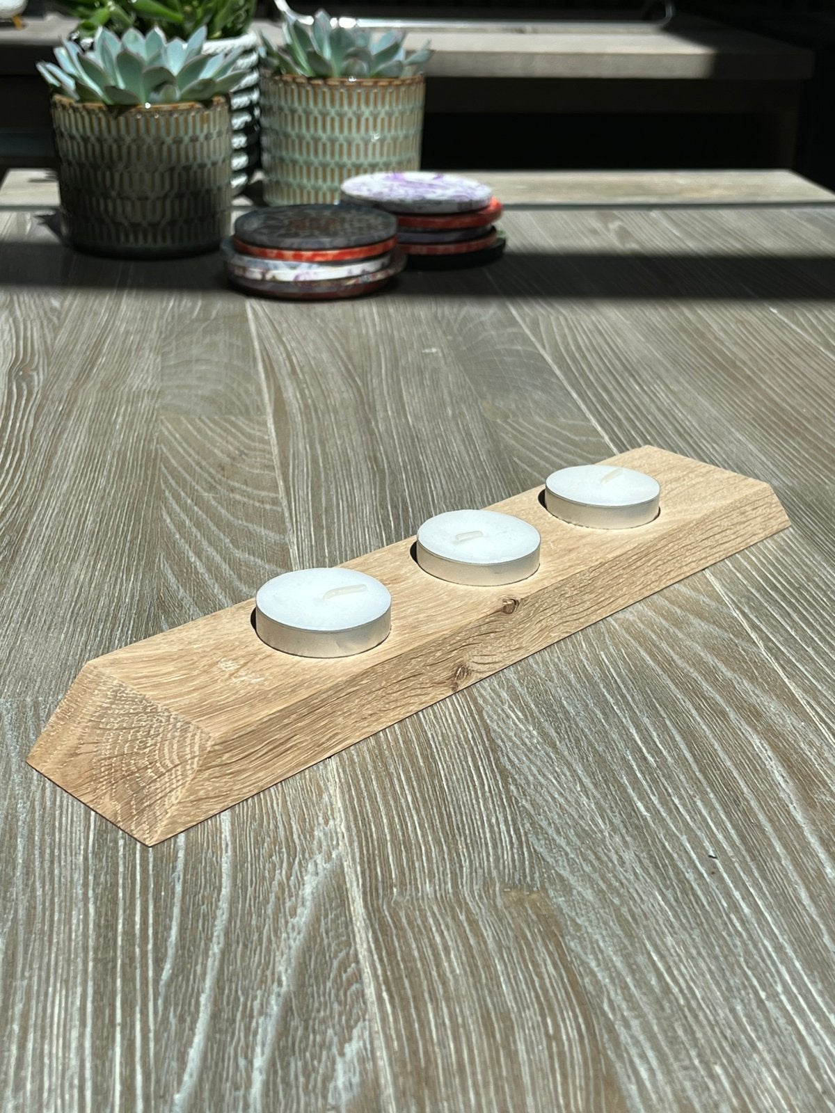 Kaarsjes houder, Huis en Inrichting, Woonaccessoires | Dienbladen, Ophalen, Nieuw, Rond, Hout