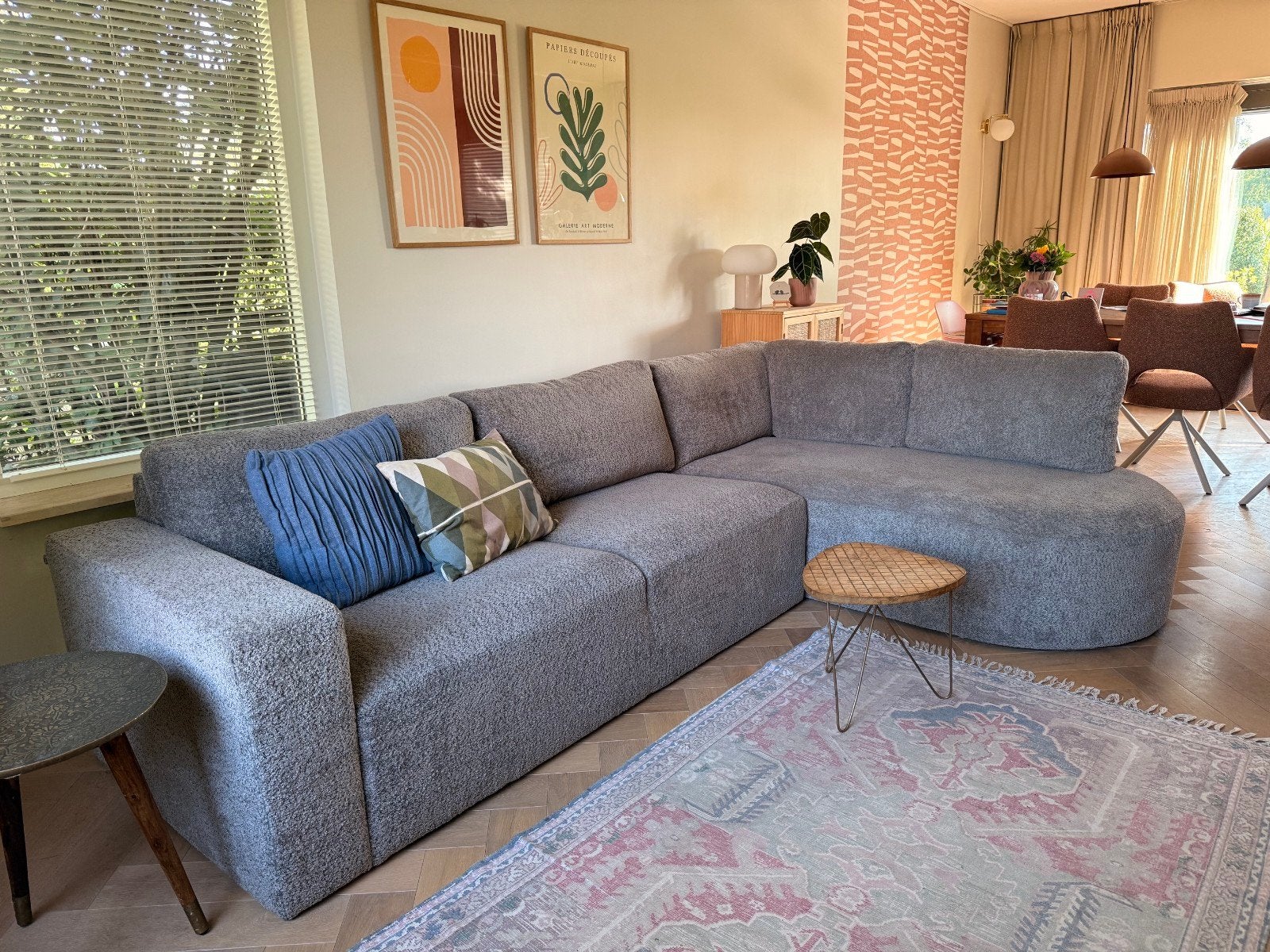 Grijze hoekbank met chaise longue, Ophalen, Nieuw, Stof, Modern
