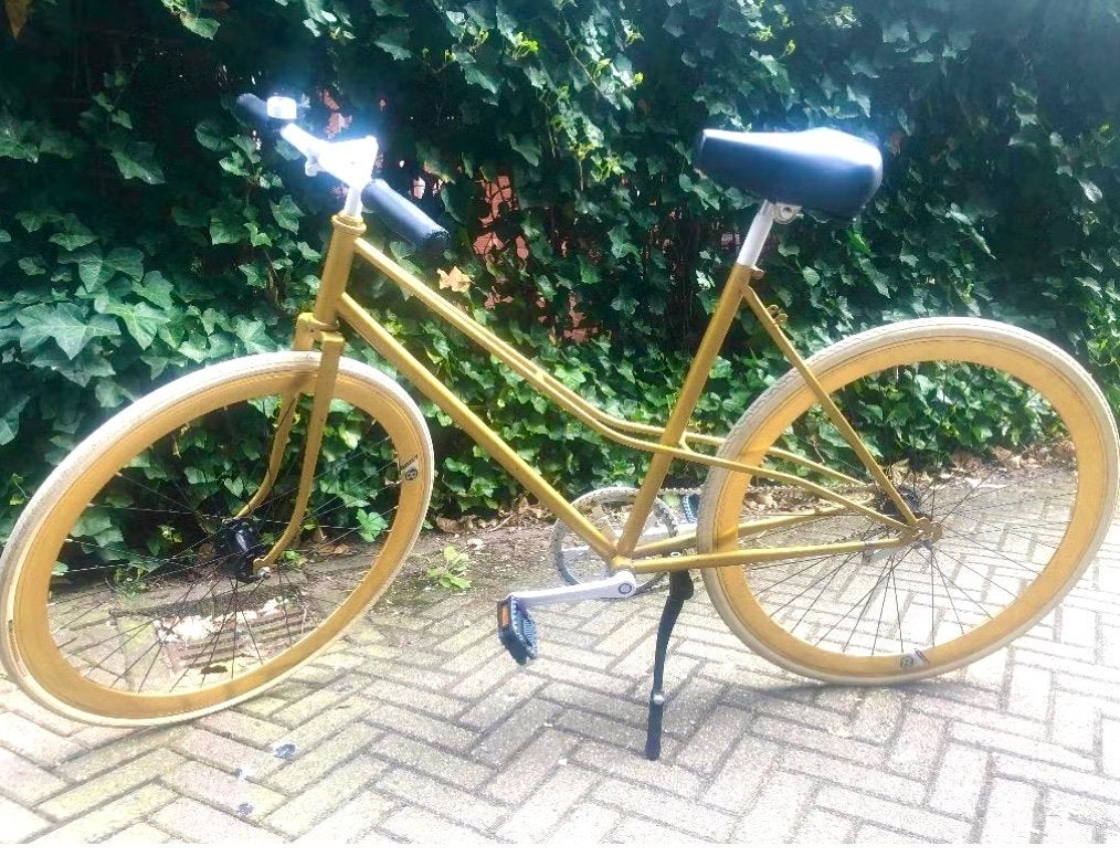 Prachtige Custom Retro Stadsfiets – Goud – Nette staat!, Terugtraprem, (Extra) lage instap, 47 tot 50 cm, Zo goed als nieuw