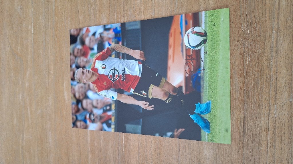 Foto 20x30 cm met handtekening; Rick Karsdorp # Feyenoord, Ophalen of Verzenden, Nieuw, Feyenoord, Overige typen