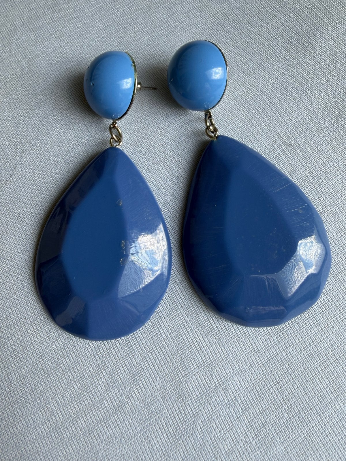 Vintage Blauwe Hangers Oorbellen, Overige materialen, Hangers, Gebruikt, Verzenden