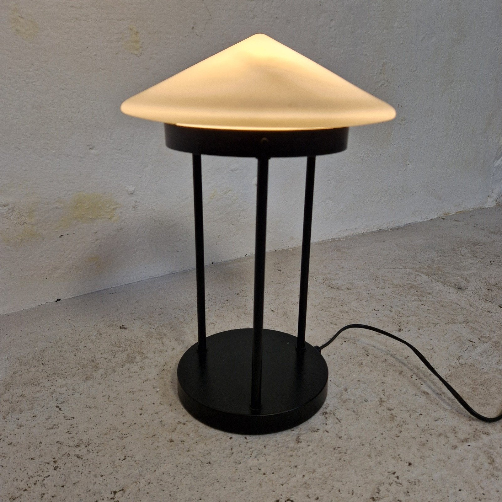 Vintage Memphis Stijl Paddenstoel Lamp, Huis en Inrichting, Lampen | Tafellampen, Ophalen of Verzenden, Gebruikt, Glas