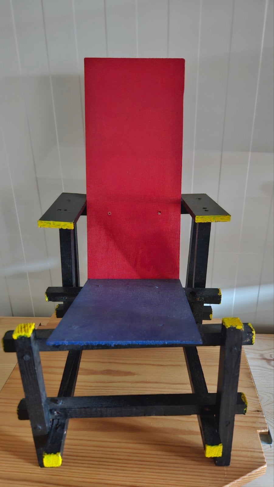 Schaalmodel Mondriaan stoel, 48 cm, Hout, Handgemaakt, Ophalen of Verzenden