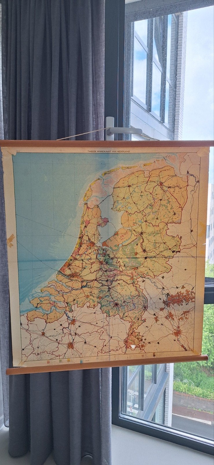 Oude wandkaart van Nederland (plekje is geen gaatje), Ophalen of Verzenden, Aardrijkskunde
