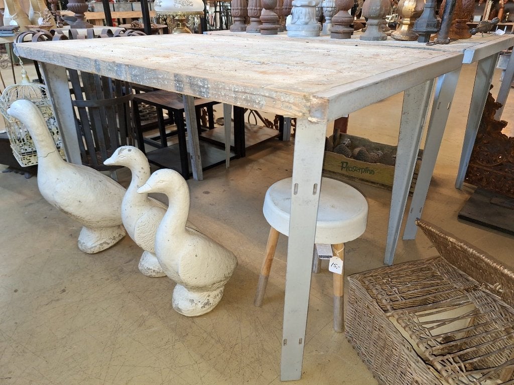 stoere tuintafel van steenschot, Ophalen, Gebruikt, Rechthoekig, Hout