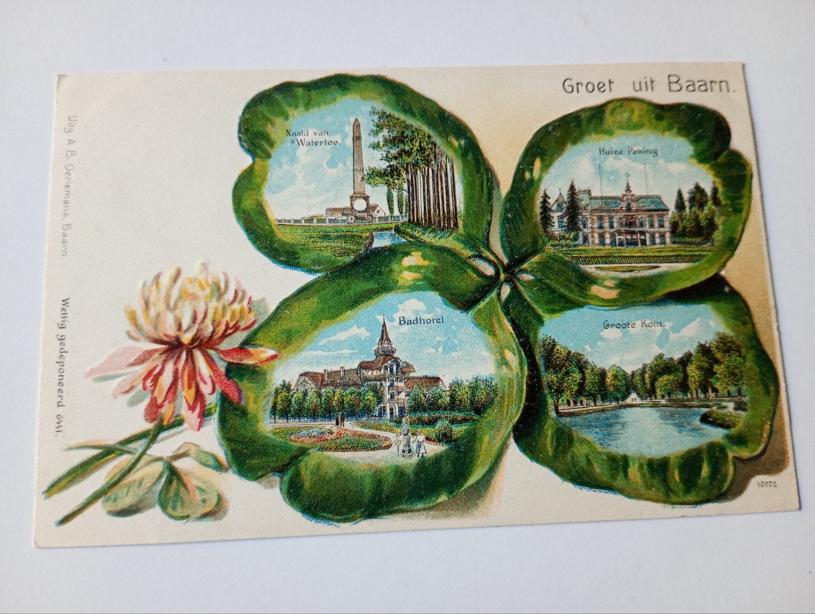 Baarn Jugendstilkaart Klavertje Vier met Randversiering, Ophalen of Verzenden, Voor 1920, Ongelopen, Utrecht