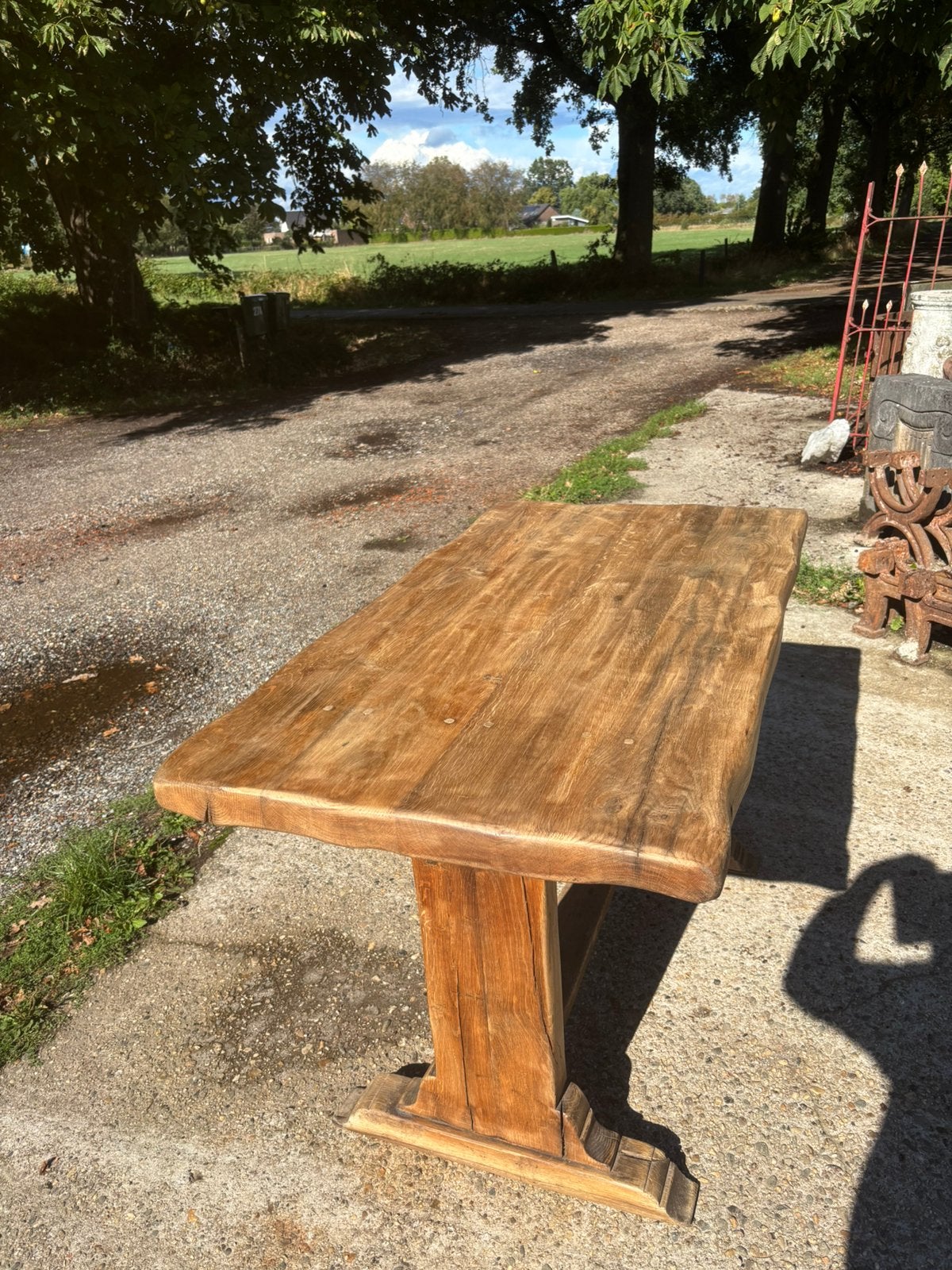 Oude eikenhouten klooster tafel of oude eiken bistro tafel, Ophalen