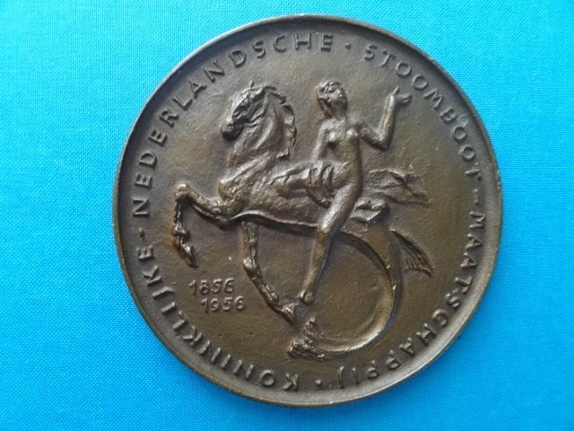 KNSM 100 jaar, 1856-1956 zeldzame penning van Albert Termote, Verzenden, Gebruikt, Motorboot, Overige typen