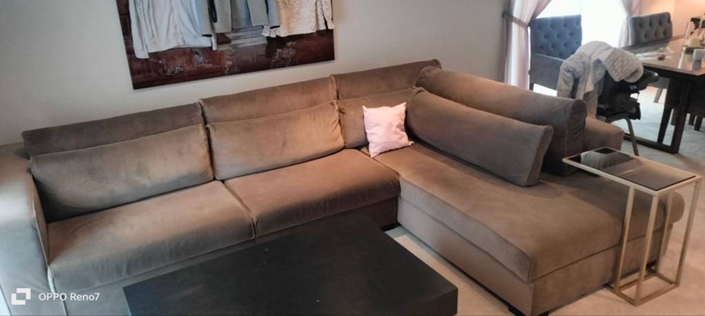 Hoekbank 330x220 Taupe, Ophalen of Verzenden, Gebruikt