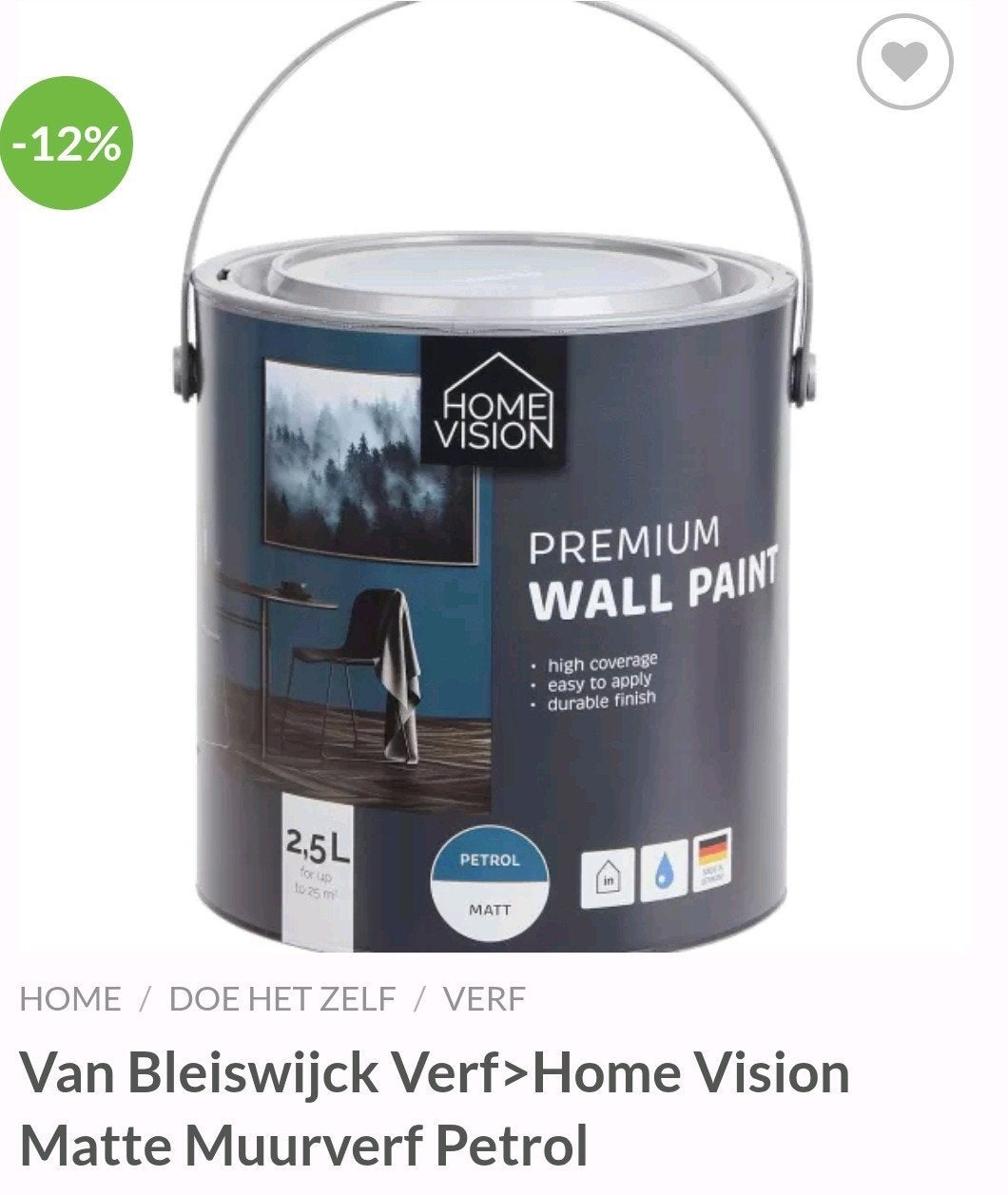 OPZOEK NAAR: Home Vision Matte Muurverf Petrol 2.5L (action), Ophalen of Verzenden