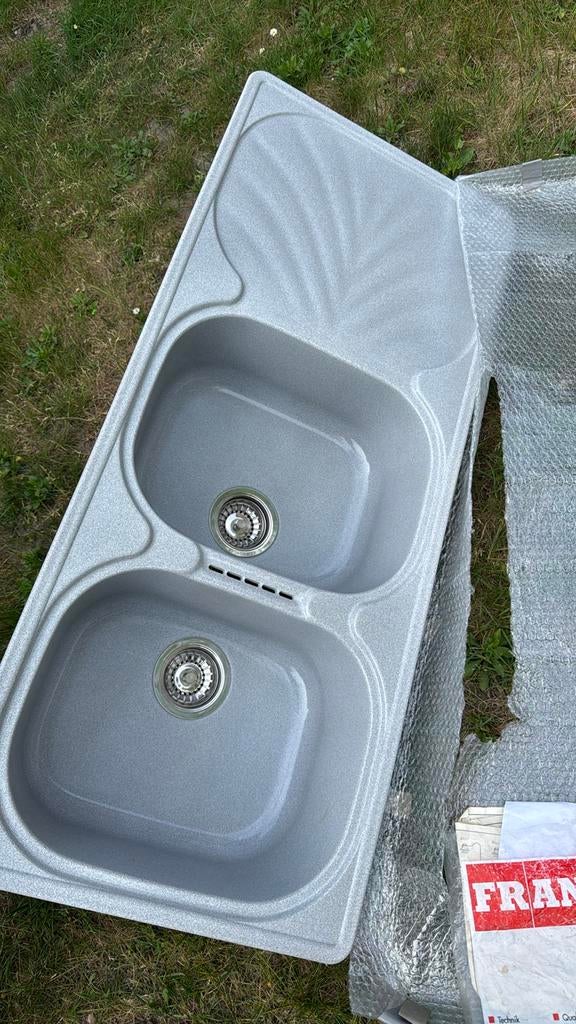 Nieuw Franke lavabo - Dubbele spoelbak met afdruiprek, Ophalen of Verzenden, Nieuw, Grijs