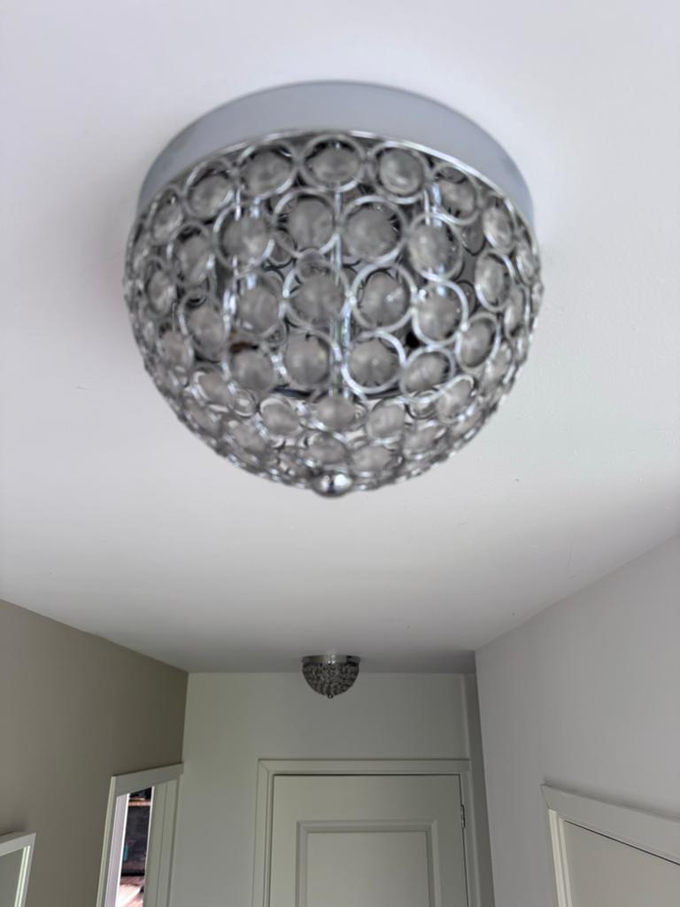 Plafondlamp met kristallen, diameter 20cm, Ophalen, Gebruikt, Metaal