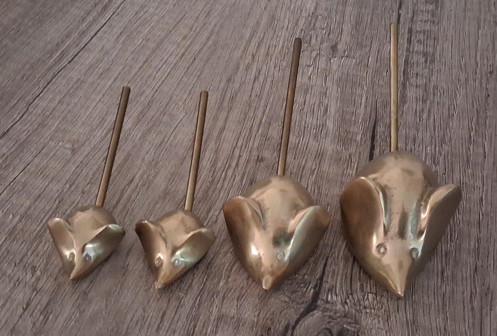 4 Vintage messing muisjes., Ophalen