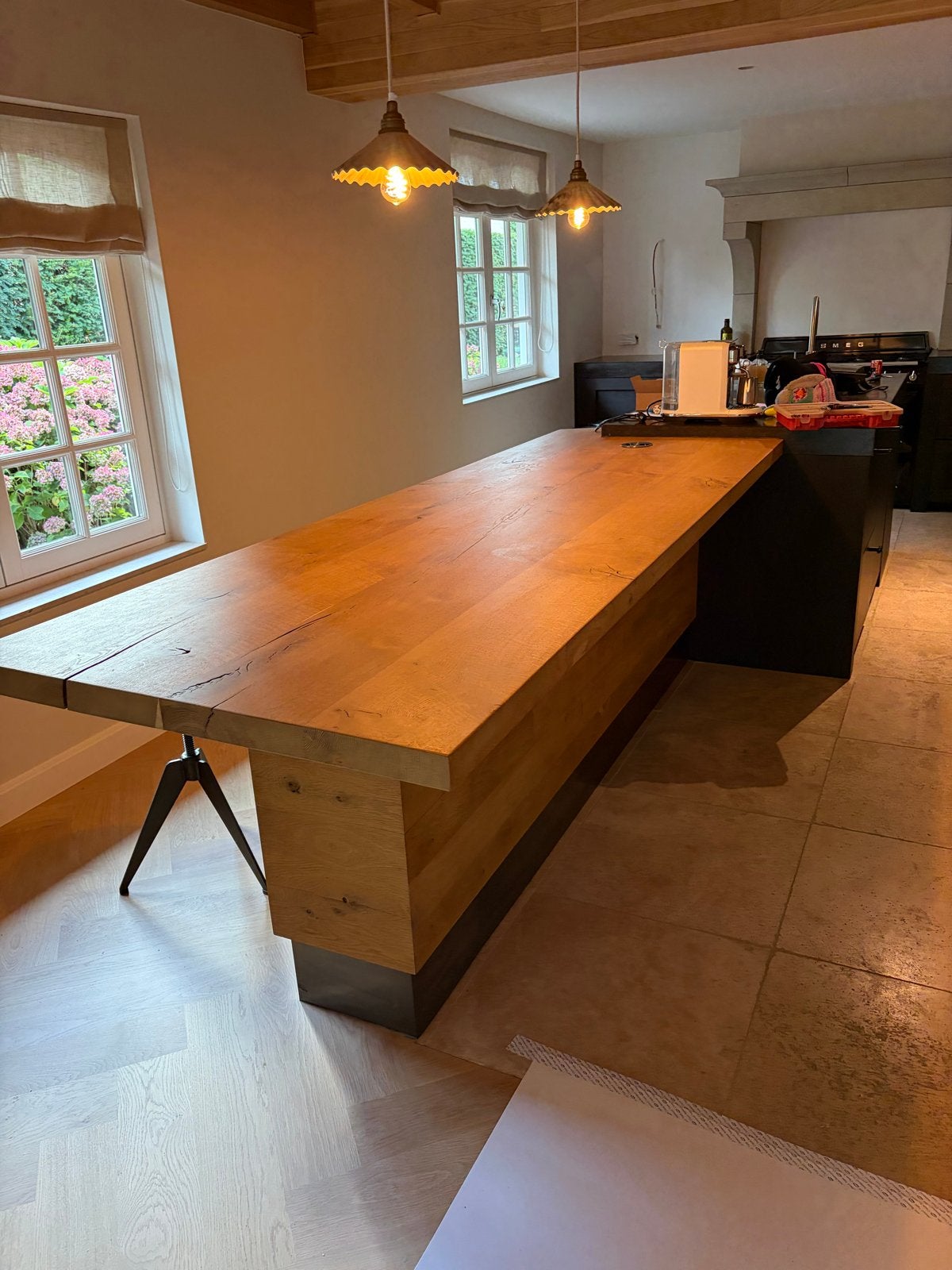 Massief eiken blad 6cm dik - 300x100cm (zonder uitsparing), Ophalen, 100 tot 150 cm, Eikenhout, Rechthoekig