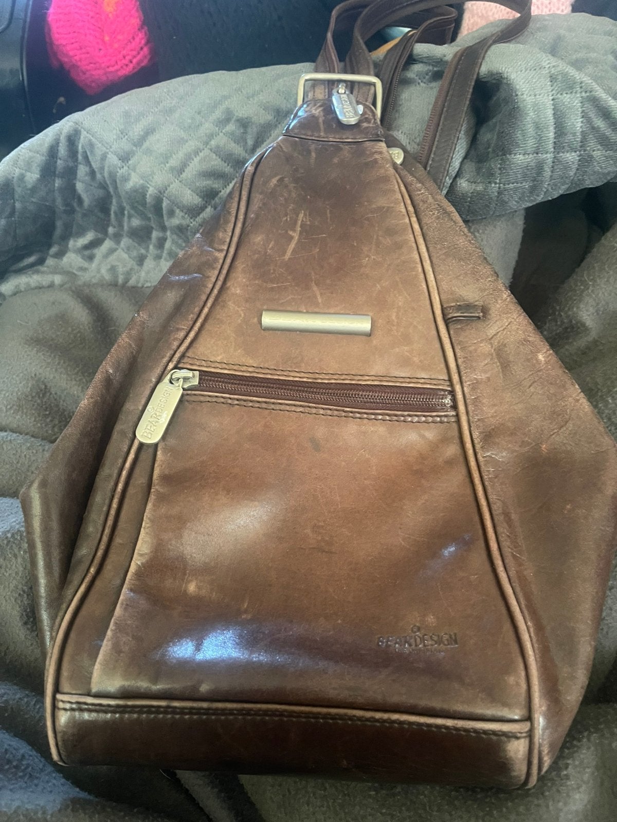 Leren tas bear design, Ophalen of Verzenden, Zo goed als nieuw, Bruin, Schoudertasje