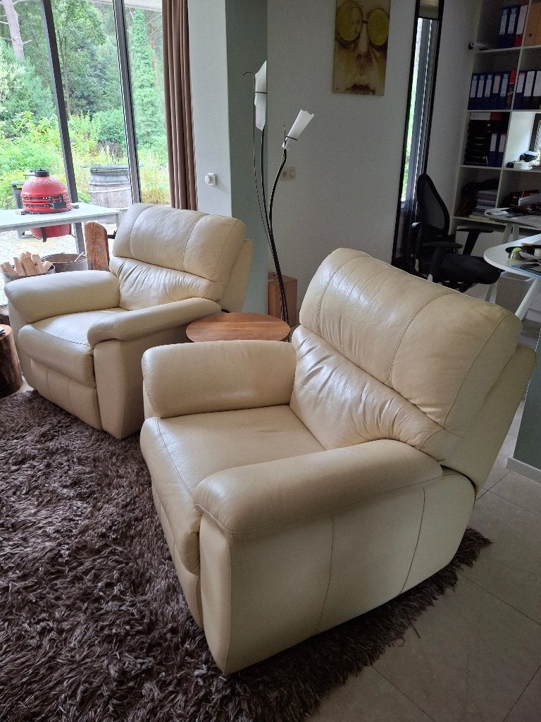 luxe wit lederen bankstel, Ophalen, Minder dan 75 cm, Leer, Zo goed als nieuw