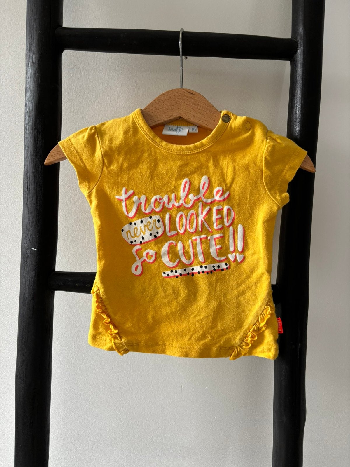 Feetje shirtje maat 74, Kinderen en Baby's, Babykleding | Maat 74, Ophalen, Zo goed als nieuw, Meisje, Shirtje of Longsleeve