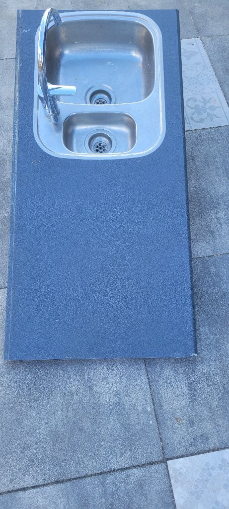wasbak 124 x 60 cm, Ophalen, Zo goed als nieuw, Rvs, Wastafel
