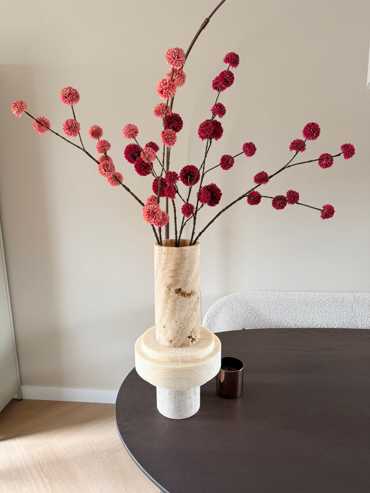 Onyx vaas natuursteen wit/creme, Ophalen, 51 cm, Beige, Zo goed als nieuw