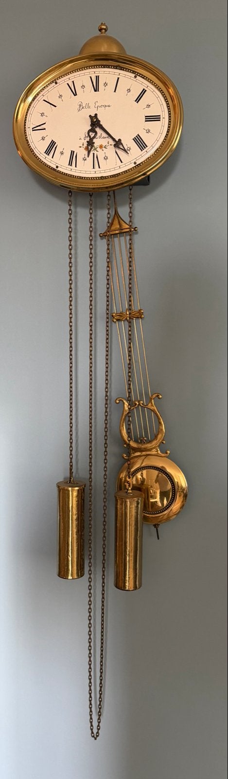 Antieke Belle Epoque Wandklok met Gewichten, Antiek en Kunst, Ophalen of Verzenden