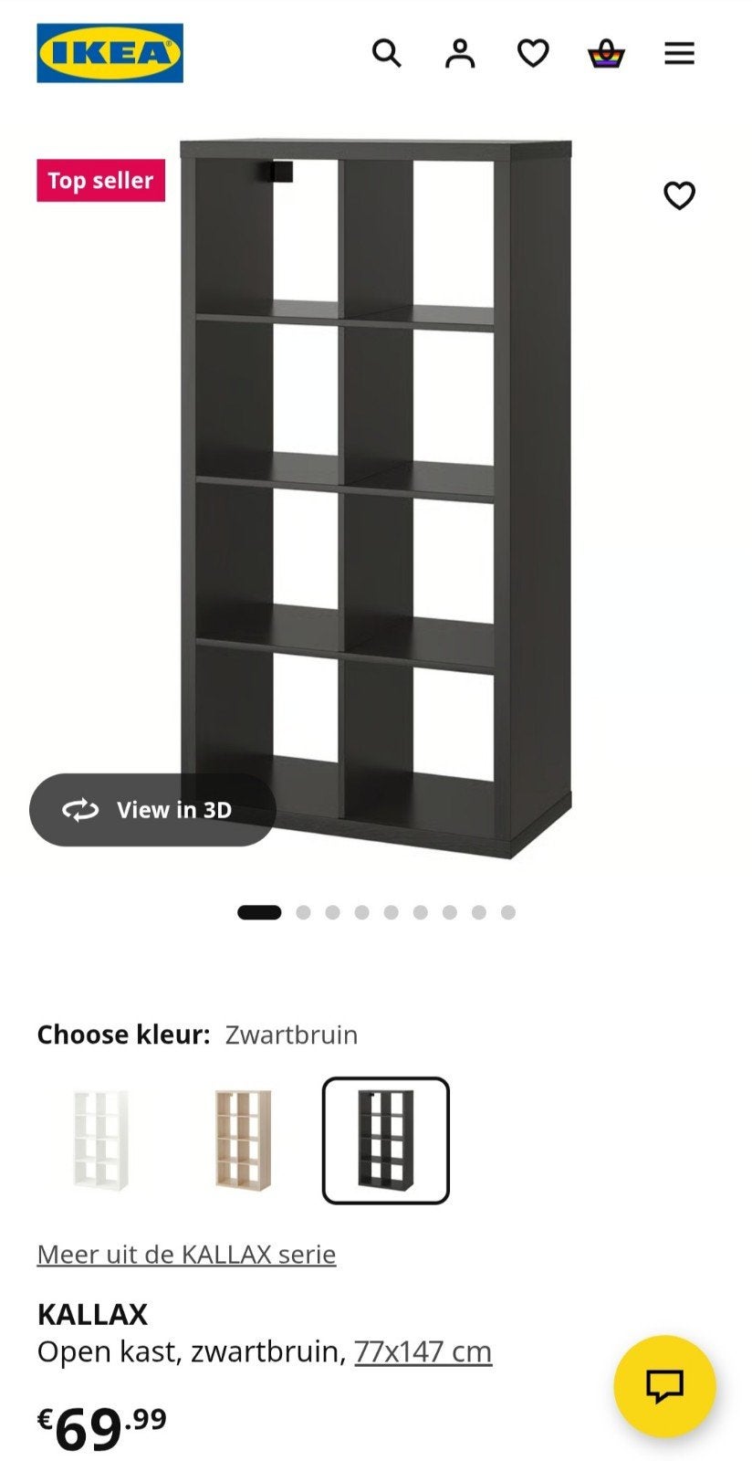 Zwart bruine ikea kallax kast 8 vaks, Ophalen, Zo goed als nieuw