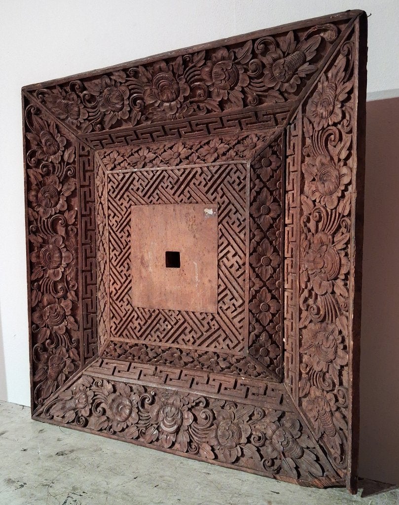 Antiek Balinees Tempel ornament standaard19th C Bali Tribal, Bruin, 14 cm, Indonesië, Ritueel object